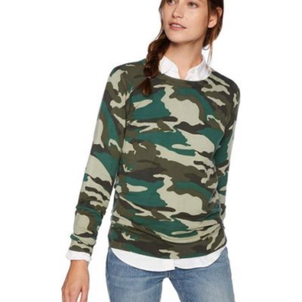 J Crew Camo 100% Merino Wool Sweater EUC